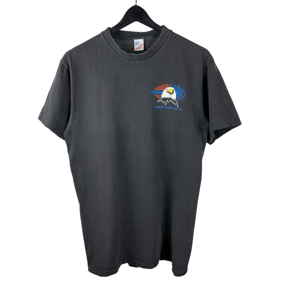 Vintage 90s Duke Tees Grand Forks ND Biker Single Stitch Faded Shirt Size L